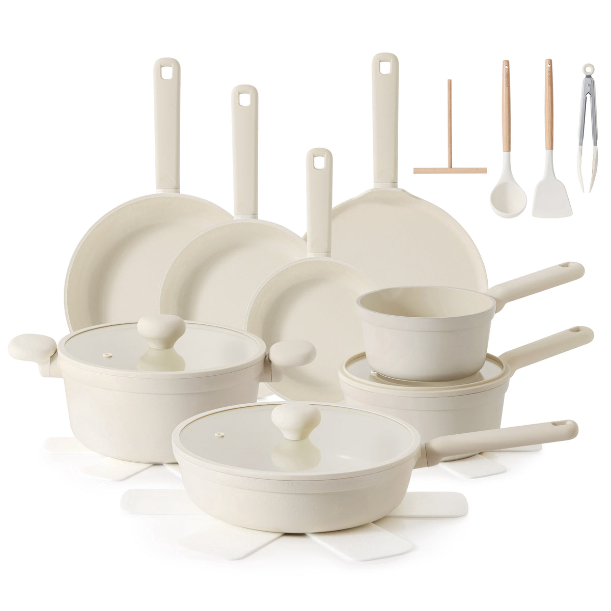 Savressa 24-piece cream white ceramic cookware set
